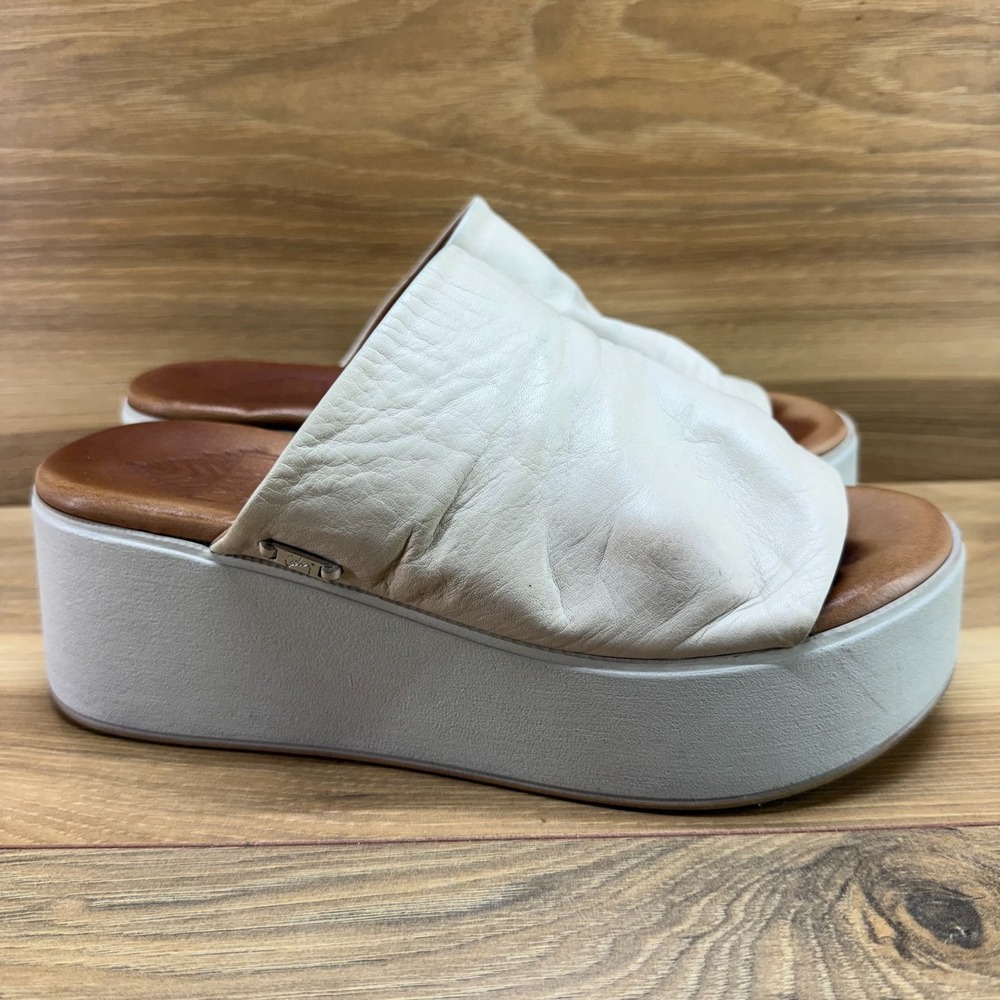 Velez Platform Chunky Wedge Sandals Womens 7 EU 37 Bone White Leather Resort